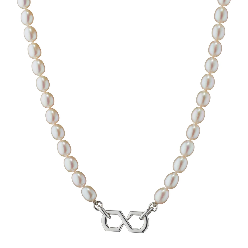 Infinite & Boundless The Symbol Pearl and Silver Necklace