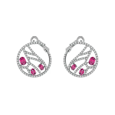 Battito D'Ali White Gold Ruby and Diamond Earrings