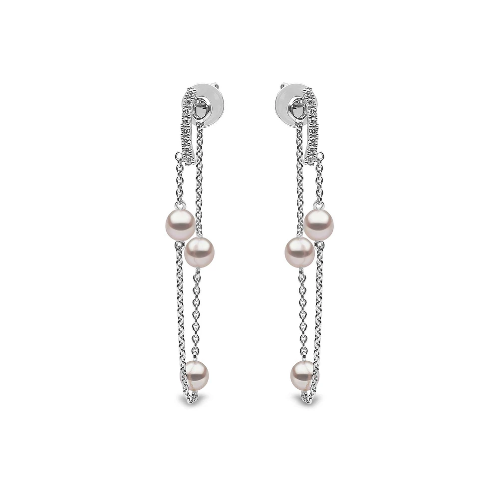 Trend White Gold Pearl and Diamond Earrings