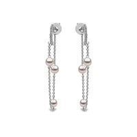 Trend White Gold Pearl and Diamond Earrings