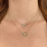 Kate Yellow Gold and Diamond Pavé Double Circle Pendant