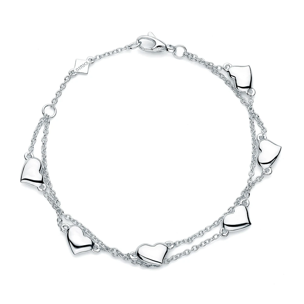 Silver 2-Row Heart Bracelet for Baby