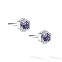 Amethyst and Silver Stud Earrings