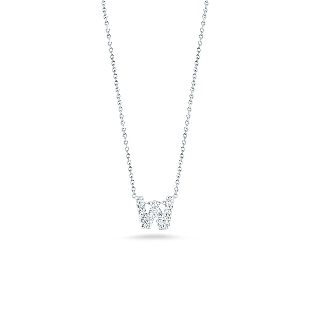 Tiny Treasures Love Letter W White Gold and Diamond Pendant