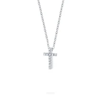 White Gold Diamond Cross Pendant for Kids