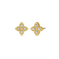 Princess Flower Small Gold Diamond Earrings