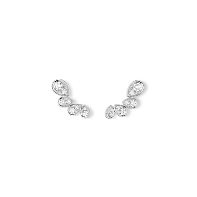 Josephine Ronde D'Aigrettes White Gold and Diamond Stud Earrings