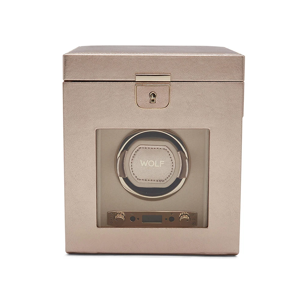 Palermo Rose Gold 1 Piece Watch Winder with Jewellery Storage