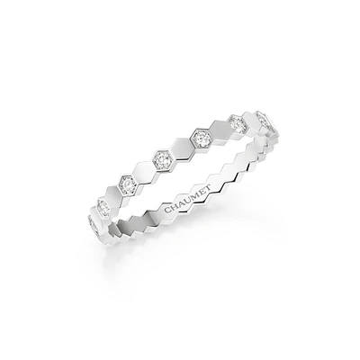 Bee My Love 2.5mm White Gold Diamond Half Pavé Ring