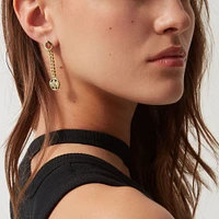 Emblem Yellow Gold Diamond and Onyx Single Drop Earring