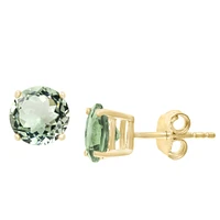 Yellow Gold Green Quartz Stud Earrings