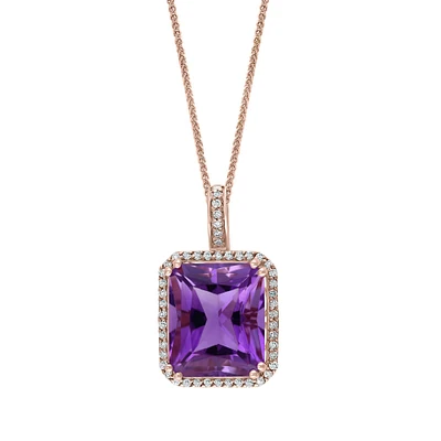 Rose Gold Amethyst and Diamond Pendant