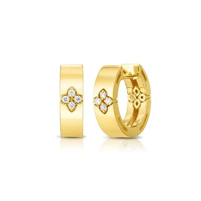 Love In Verona Small Yellow Gold and Diamond Hoop Earrings