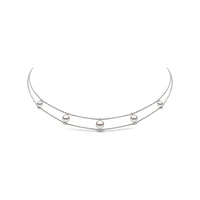 Trend White Gold Pearl and Diamond choker Necklace