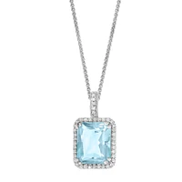 White Gold Aquamarine and Diamond Pendant