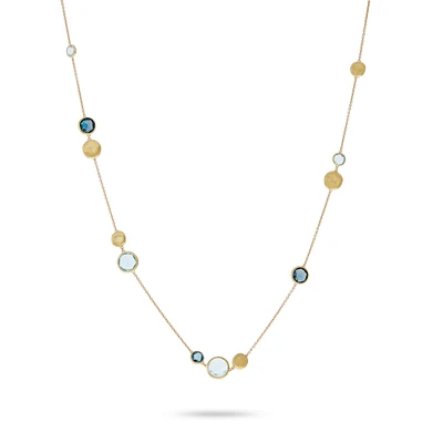 Jaipur Colour Yellow Gold and Blue Topaz Necklace