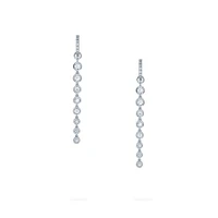 Diamond Bezel Hoop Drop Earrings