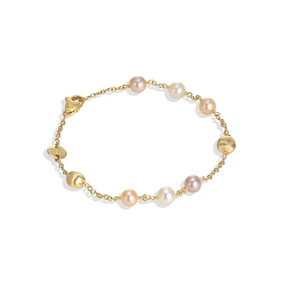 Africa Yellow Gold and Pearl Bracelet