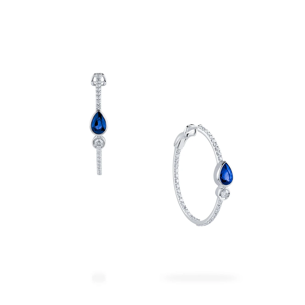 Sapphire and Diamond Hoop Earrings