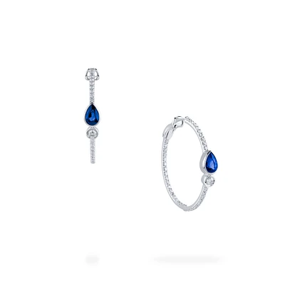 Sapphire and Diamond Hoop Earrings