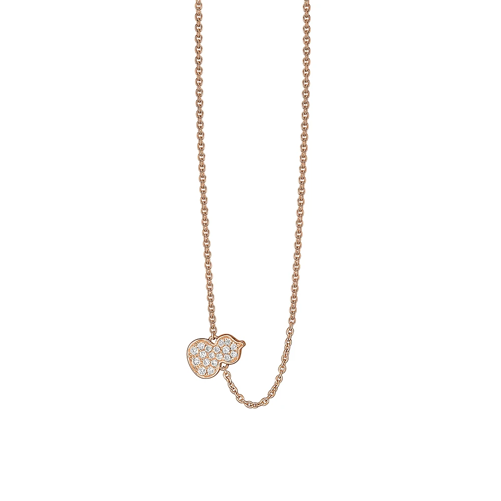 Wulu Petite Rose Gold Pendant with Diamond Pav