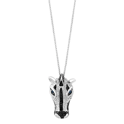 Diamond, Black Diamond and Sapphire Zebra Pendant