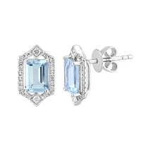 Aquamarine Earrings with Diamond Accents