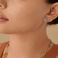 Jaipur Colour Yellow Gold and Amethyst Stud Earrings