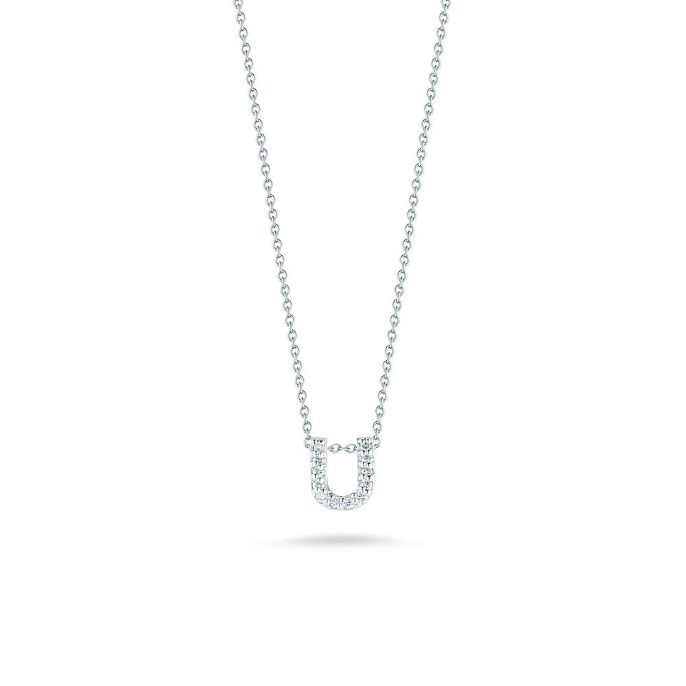 Tiny Treasures Love Letter U White Gold and Diamond Pendant