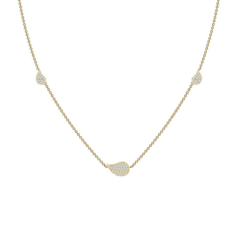 Yellow Gold and Diamond Station Necklace