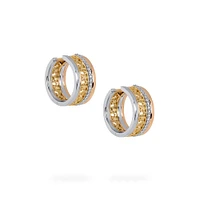 Diamond Huggie Earrings, Tri-Gold