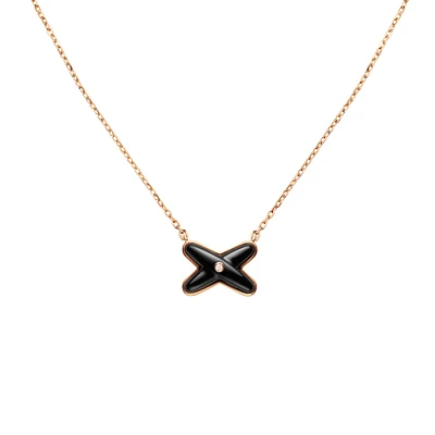 Jeux De Liens Rose Gold Onyx and Diamond Pendant