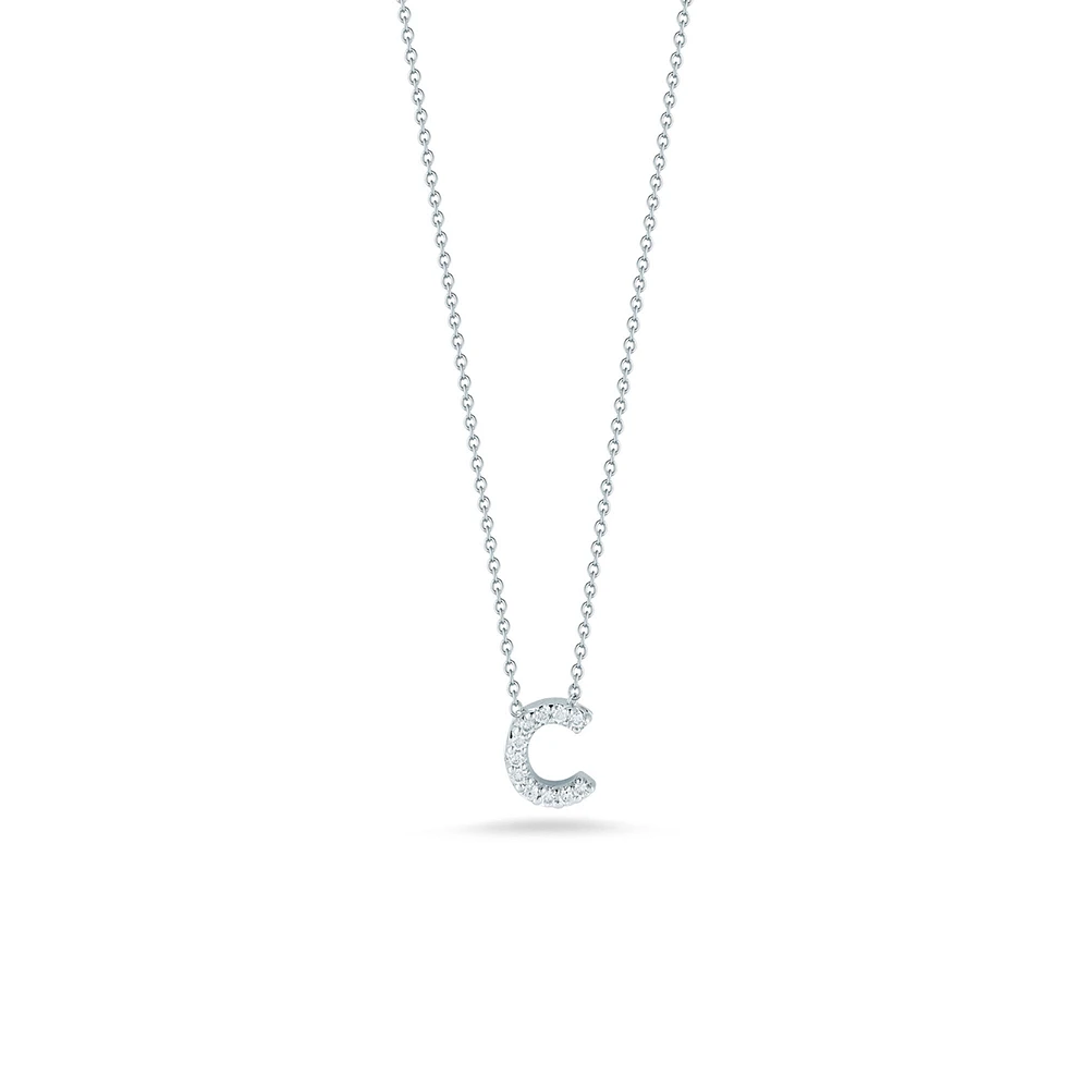 Tiny Treasures Love Letter C White Gold and Diamond Pendant