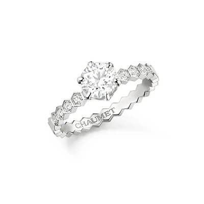 Bee My Love White Gold Diamond Half Pavé Solitaire From Carat