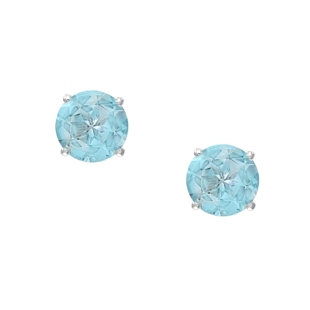 White Gold Aquamarine Stud Earrings