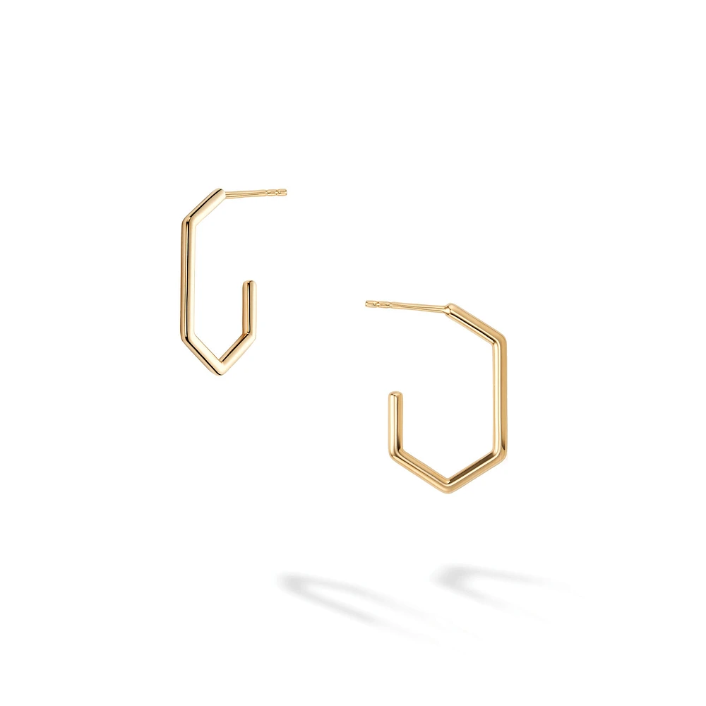 Small Elongated Hoop Earrings in 18KT Yellow Gold