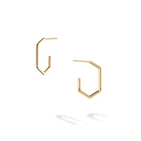 Small Elongated Hoop Earrings in 18KT Yellow Gold