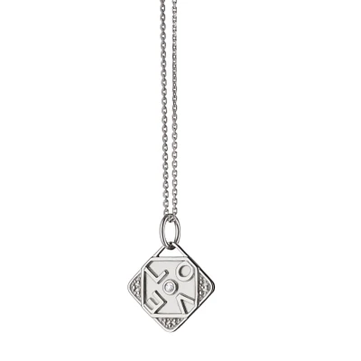 Modern Charm Mini Love Silver and White Sapphire Pendant