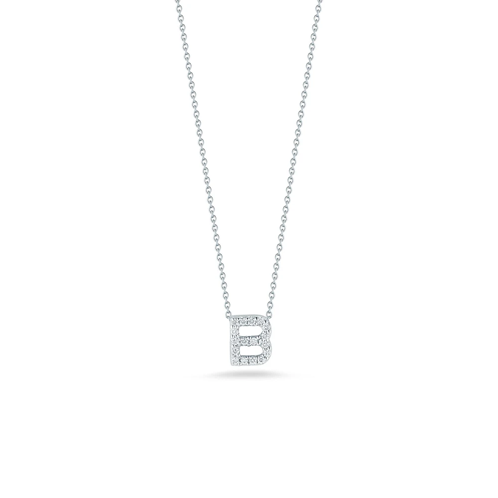 Tiny Treasures Love Letter B White Gold and Diamond Pendant