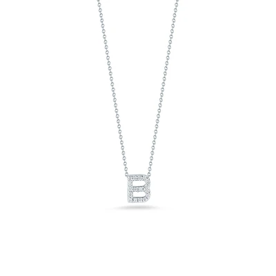 Tiny Treasures Love Letter B White Gold and Diamond Pendant