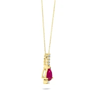 Yellow Gold Pear-Cut Ruby Pendant with Diamonds