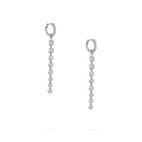 Diamond Bezel Hoop Drop Earrings