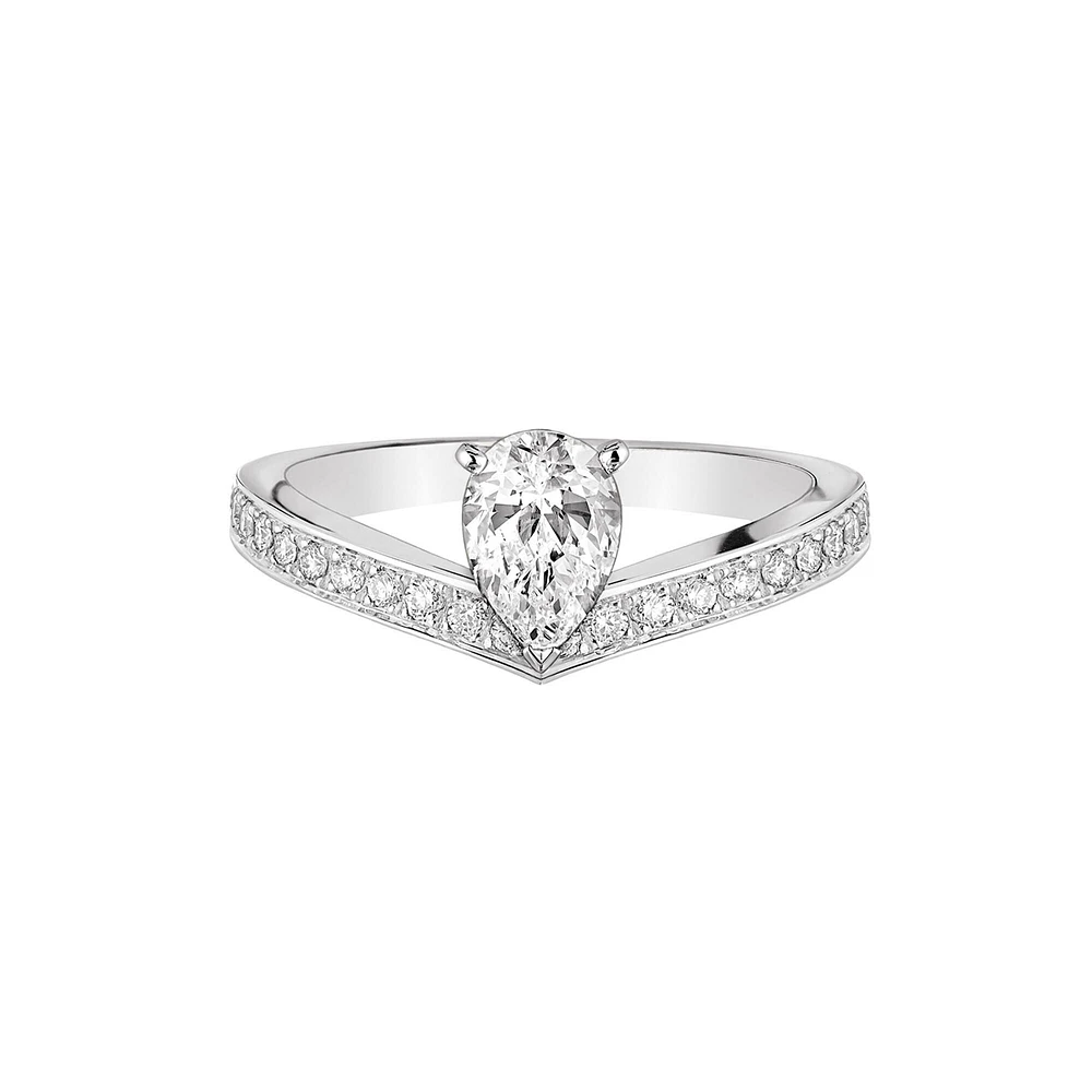 Joséphine Aigrette Platinum Diamond Pavé Solitaire From Carat