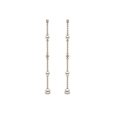 Trend Yellow Gold Pearl and Diamond Earrings