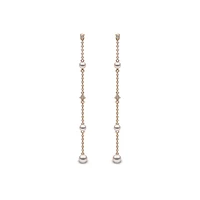 Trend Yellow Gold Pearl and Diamond Earrings