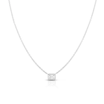 Diamonds By The Inch White Gold and Diamond Emerald Cut Pendant Necklace