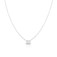 Diamonds By The Inch White Gold and Diamond Emerald Cut Pendant Necklace