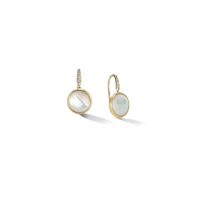 Jaipur Colour Yellow Gold, Mother-of-Pearl and Diamond Earrings
