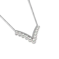 Sleek White Gold Pearl and Diamond Necklace