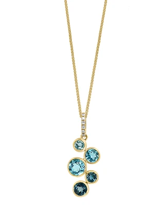 Diamond, London Blue Topaz and Swiss Blue Topaz Pendant